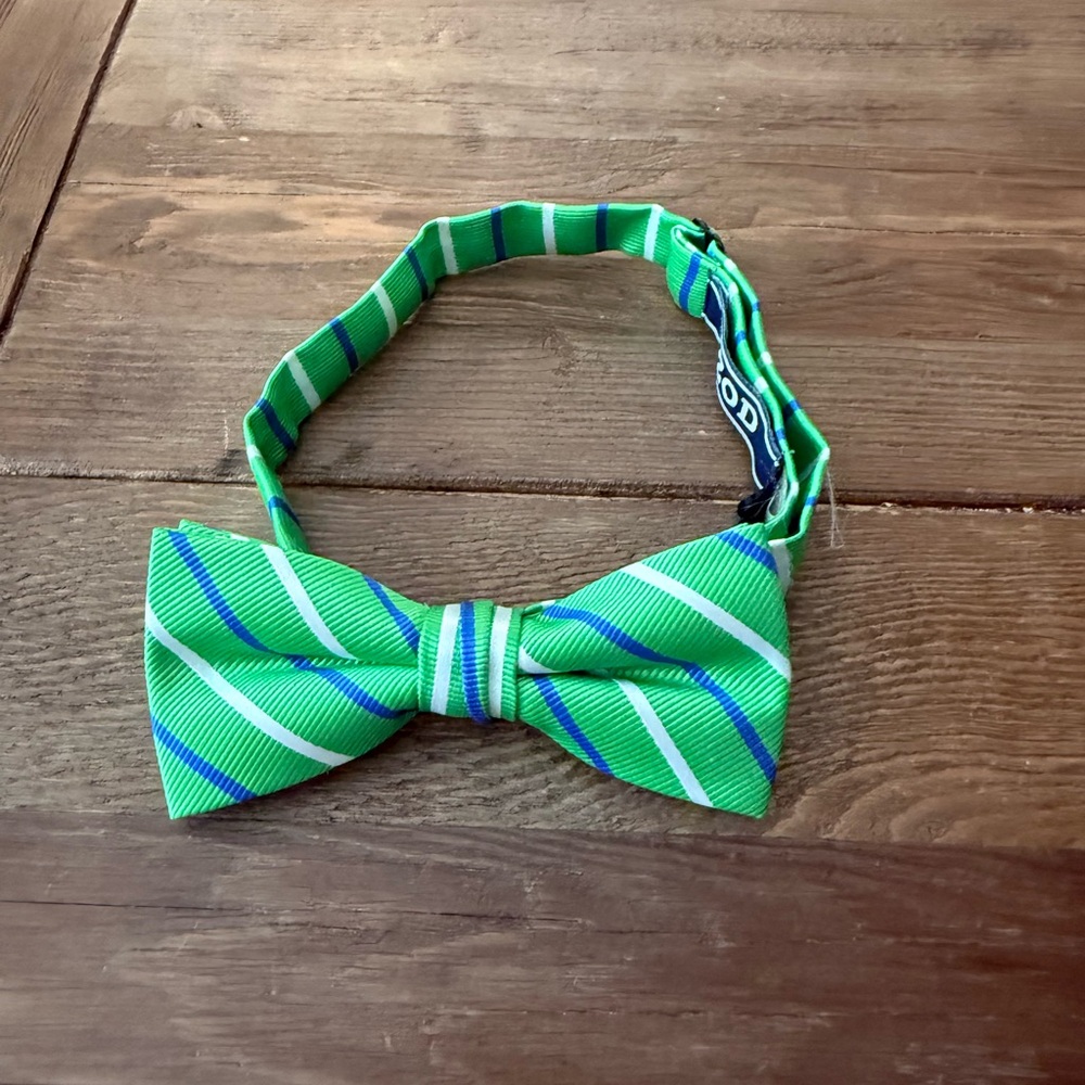 Izod Vibrant Green and Blue Kids Bow Tie